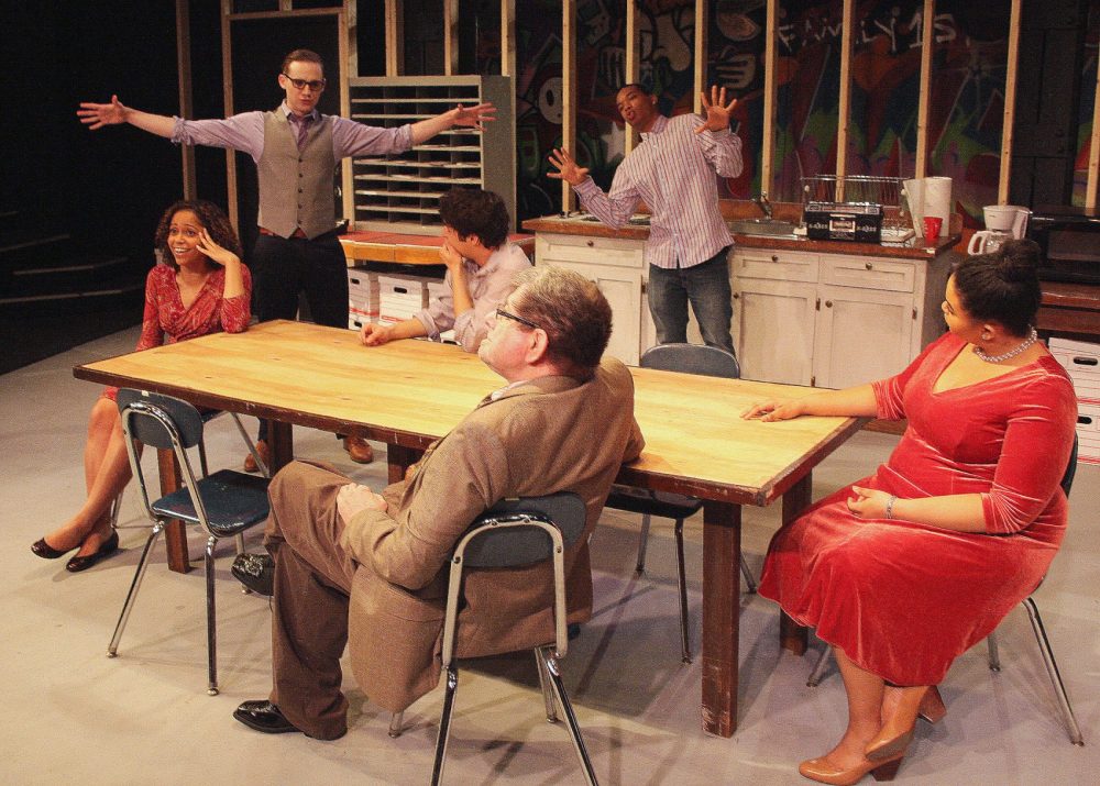 The cast of Zeitgeist Stage Company perform &quot;Exit Strategy&quot; at the Boston Center for the Arts in the South End. (Courtesy Richard Hall/Silverline Images)
