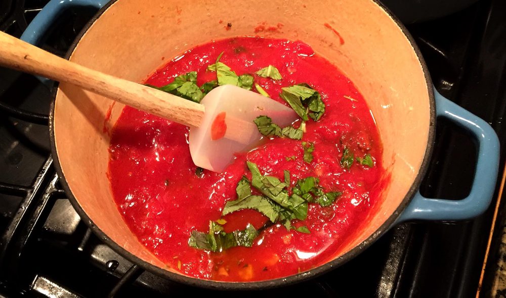 Kathy's puttanesca sauce. (Kathy Gunst for Here &amp; Now)