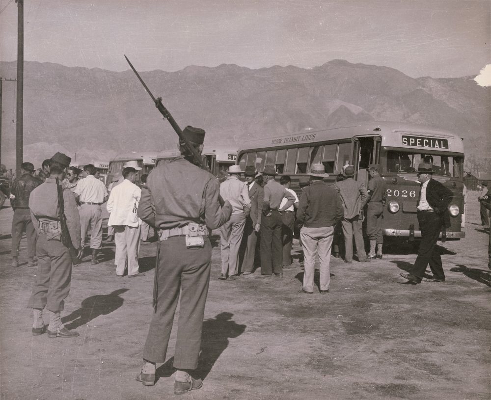 Manzanar concentration camp in California, ca. 1942. (Courtesy Japanese American National Museum, gift of Jack and Peggy Iwata)