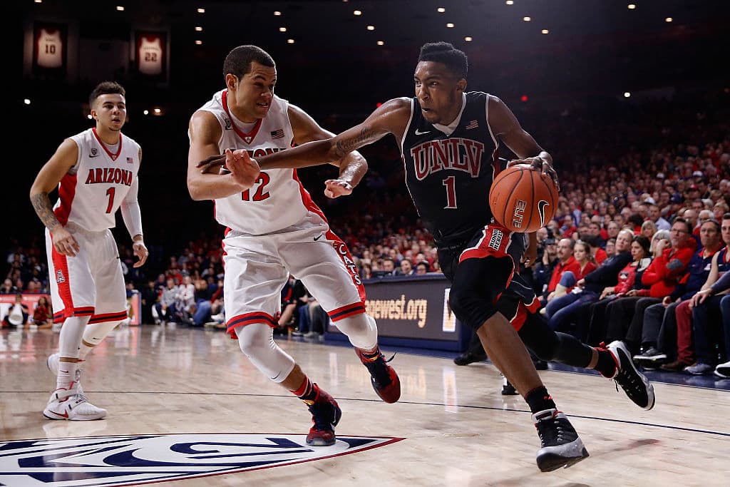 In his first year at UNLV, Derrick Jones Jr. was told he could no longer play college basketball. But Jones says he wasn't quite ready for the NBA, and he needed another option for development. (Christian Petersen/Getty Images)
