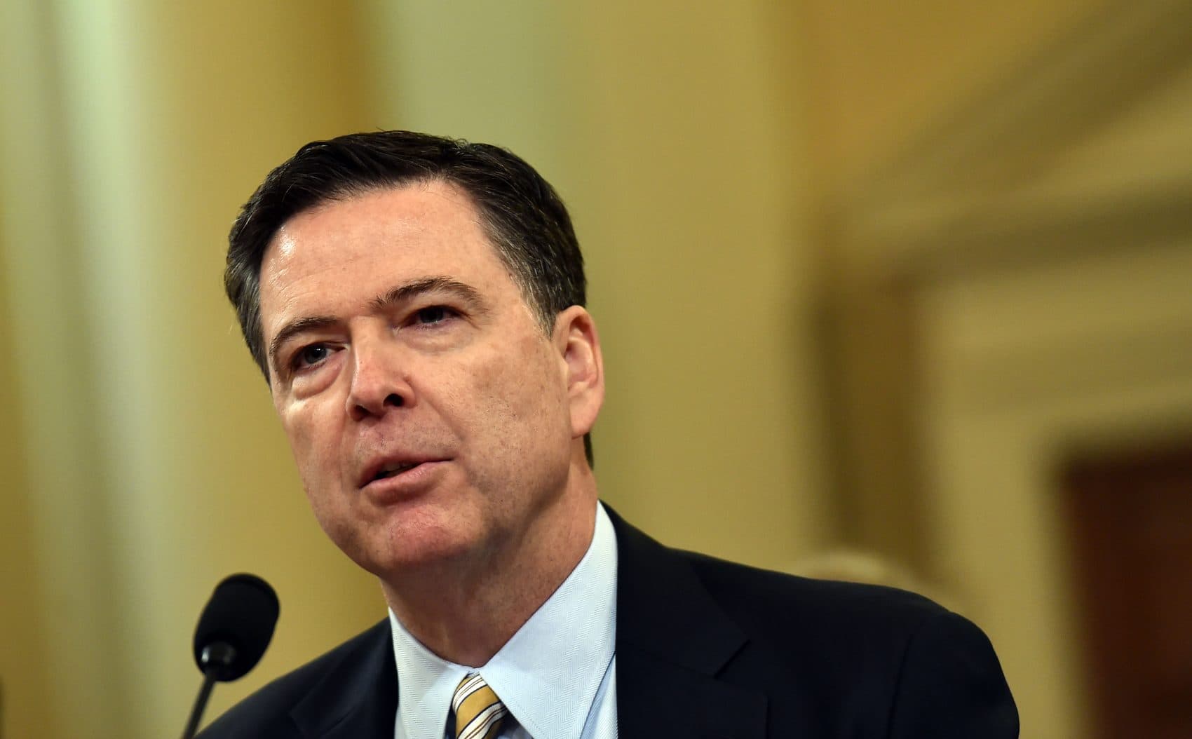 FBI Director James Comey spaeaks during the House Permanent Select Committee on Intelligence hearing on Russian actions during the 2016 election campaign on March 20, 2017 on Capitol Hill in Washington. (Nicholas Kamm/AFP/Getty Images)