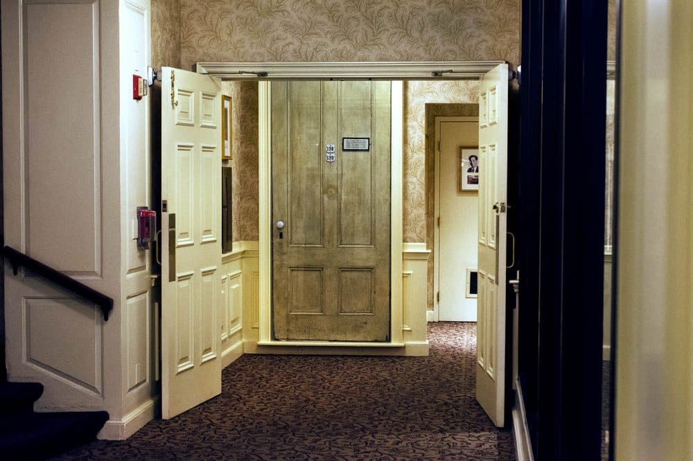 The door to Charles Dickens' suite at the Parker House Hotel when he visited in 1867-68 is still in the hotel today -- but on display. (Courtesy Susan Wilson)