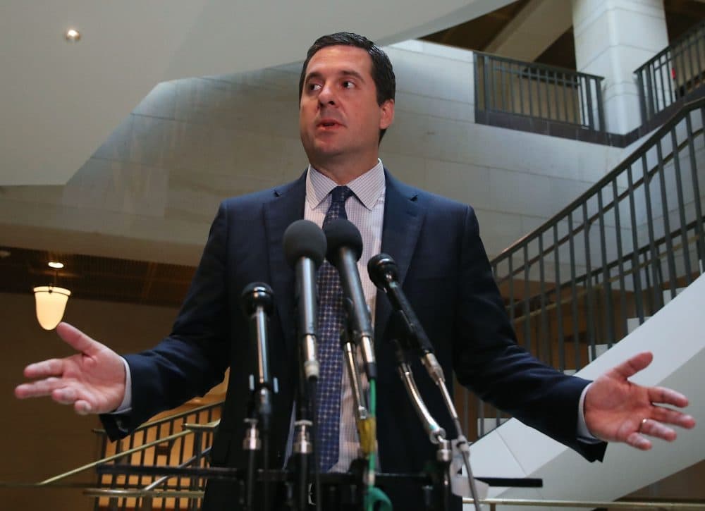 Chairman of the House Intelligence Committee, Devin Nunes (R-Calif.) speaks to reporters after leaving a closed meeting with fellow committee members, on Capitol Hill March 23, 2017 in Washington. (Mark Wilson/Getty Images)