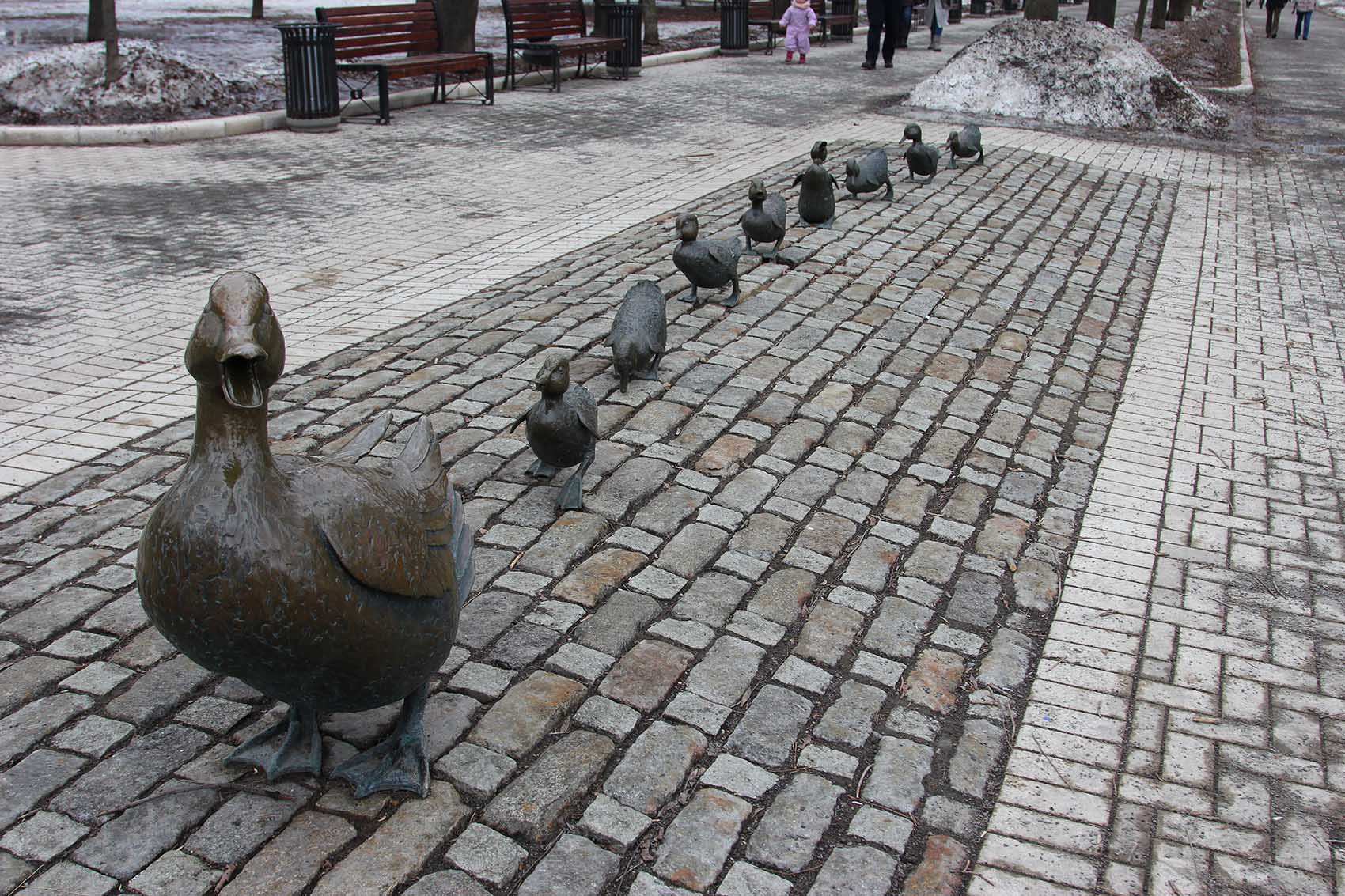 The installation of the &quot;Ducklings&quot; sculpture in Moscow coincided with the U.S. and Soviet Union signing a nuclear arms treaty known as the Strategic Arms Reduction Treaty, or START I. (Courtesy Dmitry Avdoshin)