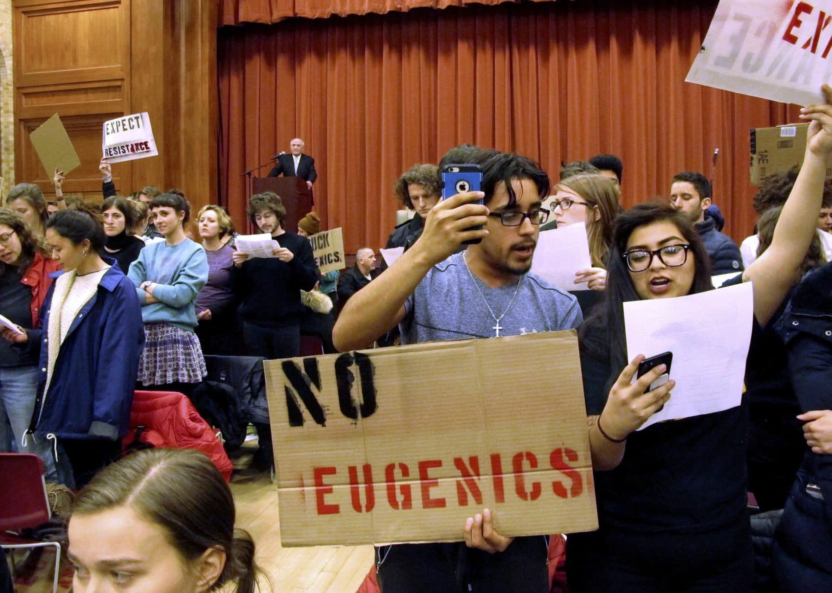 Middlebury College students turn their backs to author Charles Murray during his lecture in Middlebury, VT. (AP Photo/Lisa Rathke, File)