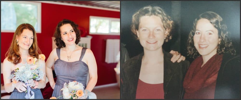 From Left: Diana Bramham and Loren Berlin at a friend's wedding, Diana and Loren in college (Courtesy)