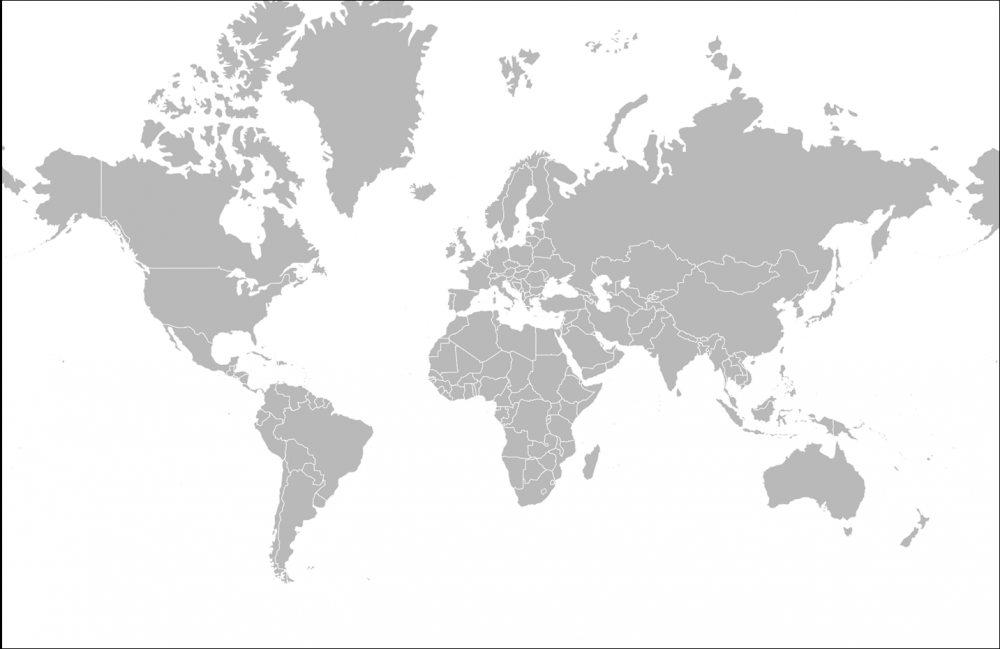 The Mercator map was created in 1569 for nautical travel. As you get closer to the edges of a Mercator map, continents' land masses increasingly become distorted. (Wikimedia Commons)