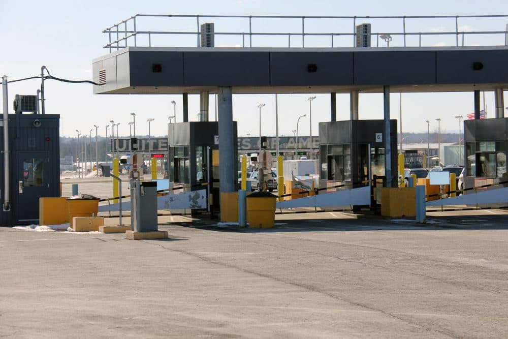 Mamadou first tried to enter Canada at this border checkpoint, north of Plattsburgh, New York, but he was turned back to the U.S. after it was determined he didn't meet any of the exceptions to the Safe Third Country Agreement. (Kathleen Masterson/VPR)