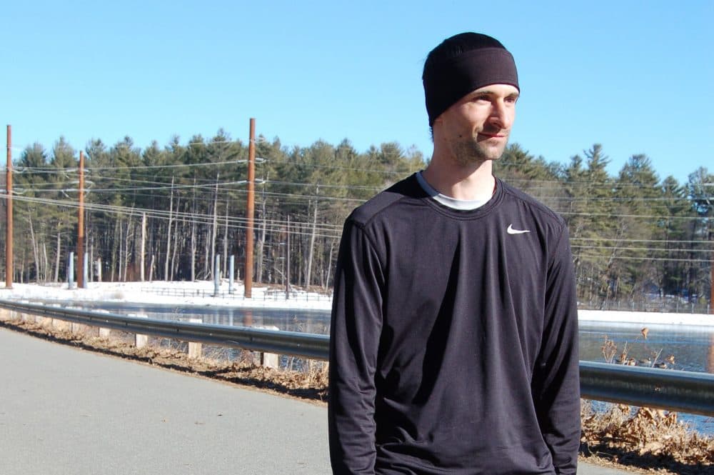 Released from jail more times than he can count, Keith Giroux had something to focus on in fall of 2016: running the Boston Marathon. (Shira Springer/WBUR)