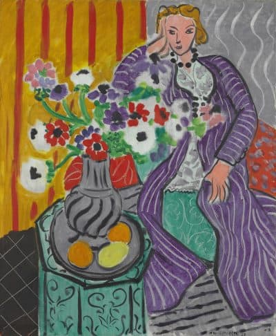 Henri Matisse's 1937 oil painting &quot;Purple Robe and Anemones.&quot; (Courtesy Museum of Fine Arts, Boston)