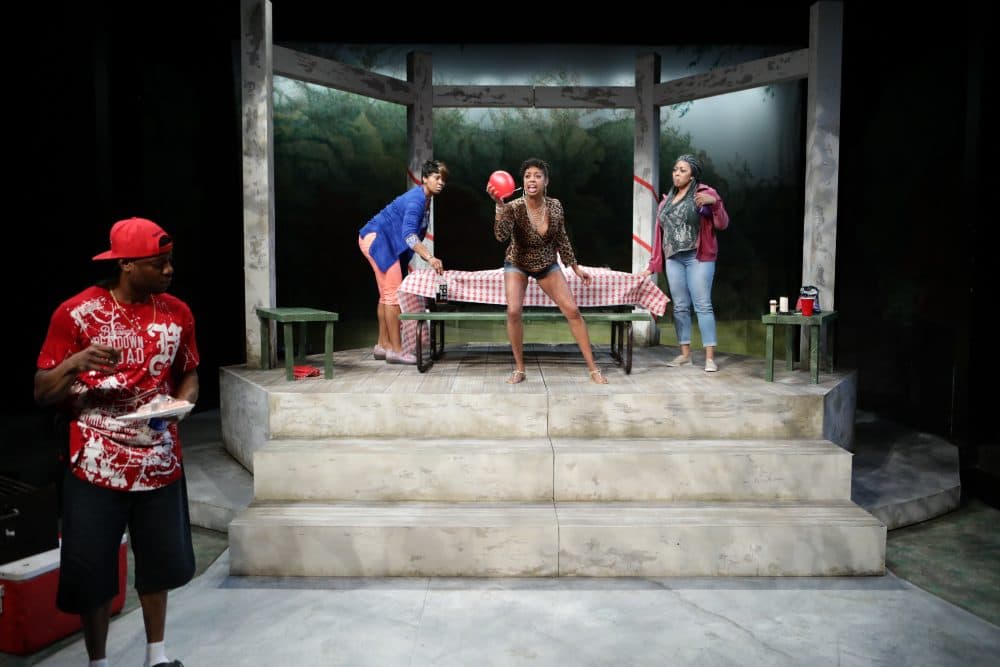 James R. Milord, Jasmine Rush, Jackie Davis and Lyndsay Allyn Cox in &quot;Barbecue.&quot; (Courtesy Mark S. Howard)