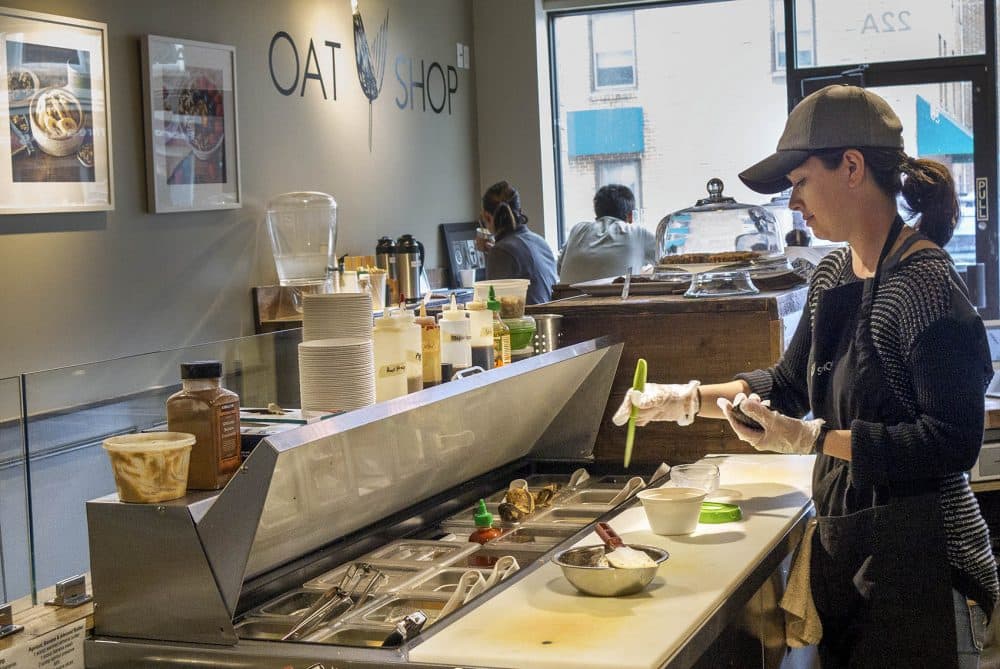 Love it or hate it, oatmeal can get a bad rap as a globby, bland breakfast food. Now Oat Shop in Somerville, the area’s first oatmeal cafe, is joining a culinary wave to elevate and update porridge for the contemporary palette. (Andrea Shea/WBUR)