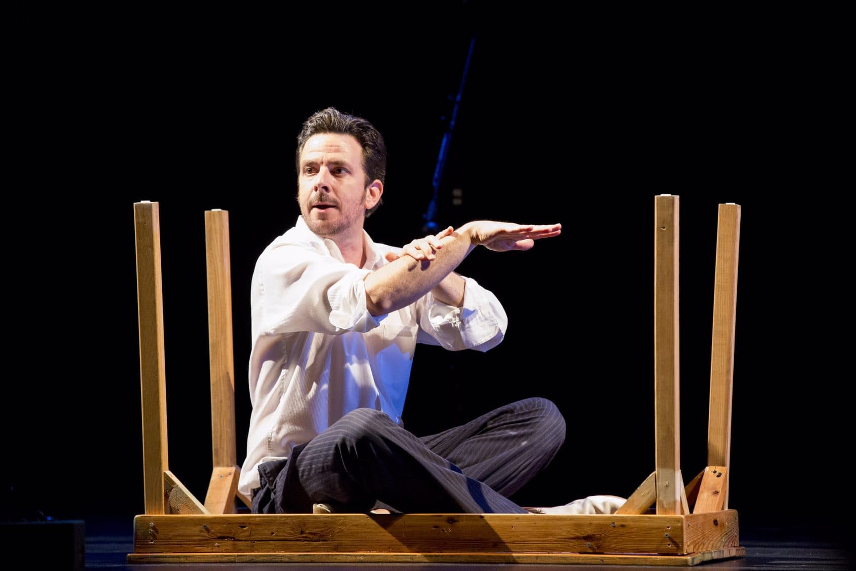 Thaddeus Phillips in "17 Border Crossings," which is now in production at ArtsEmerson. (Courtesy Marc Simpson)