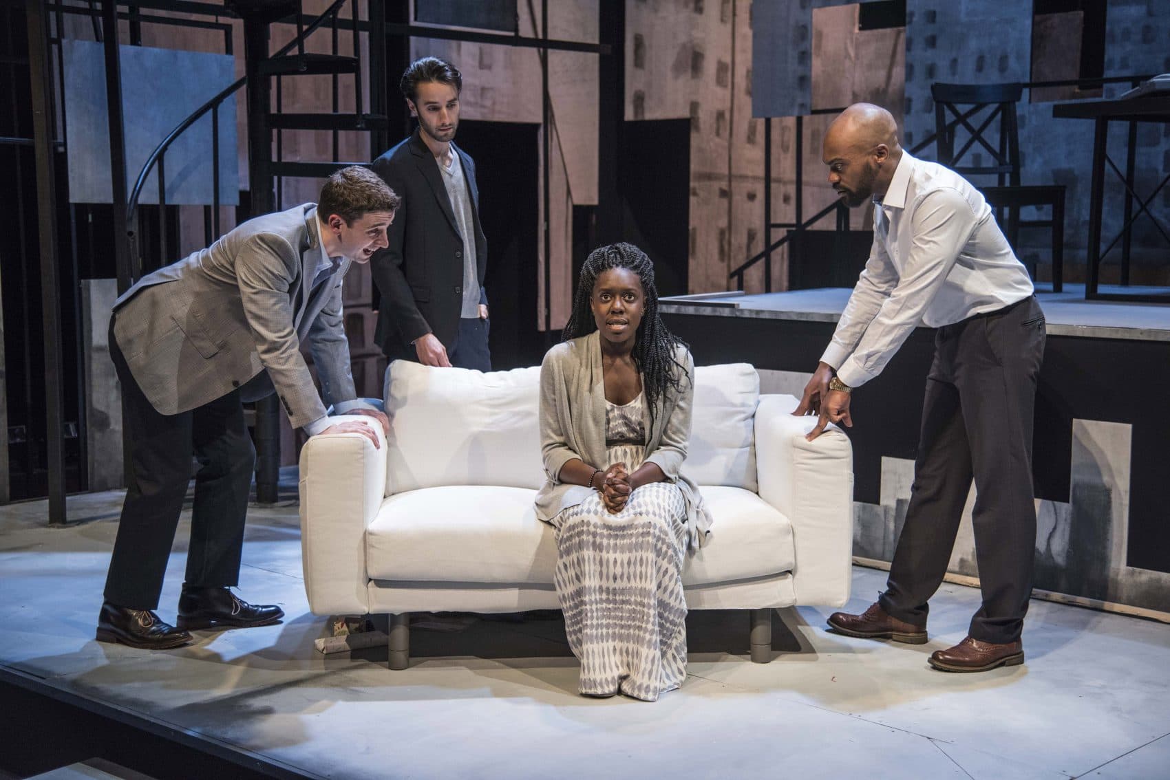 From left to right: Alejandro Simoes, Zachary Rice, Obehi Janice and Maurice Emmanuel Parent in &quot;The Gift Horse.&quot; (Courtesy Andrew Brilliant)