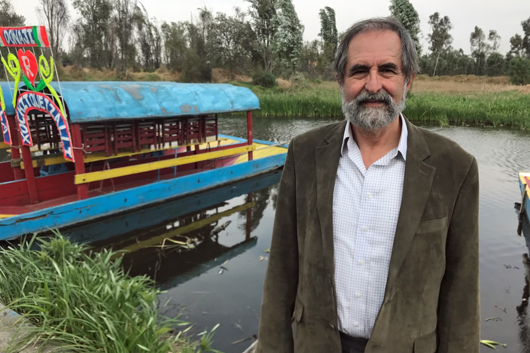 Pedro Moctezuma, from Water for All, at a lake first settled by the Aztecs. (Peter O'Dowd/Here & Now)
