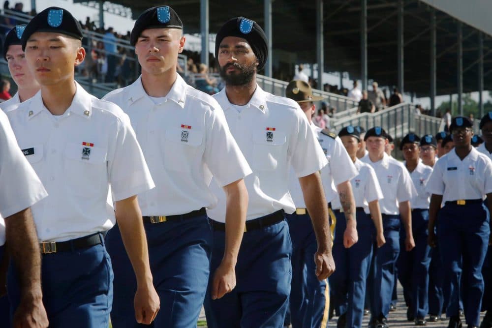 Kanwar Singh at Basic Training graduation in Fort Jackson, South Carolina, in August 2016. (Courtesy of Denise McGill, the Sikh Coalition)