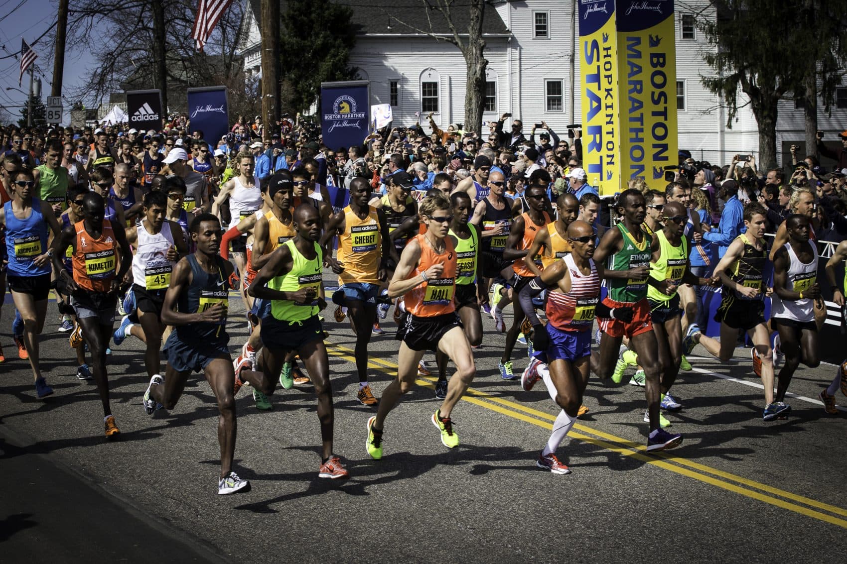The men’s start of the 2014 Boston Marathon on April 21, 2014 in Hopkinton. (Courtesy Michael J. Lutch)