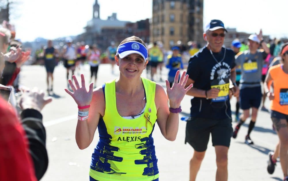 Alexis Drzewiecki running in the 2016 Boston Marathon. (Courtesy Alexis Drzewiecki)