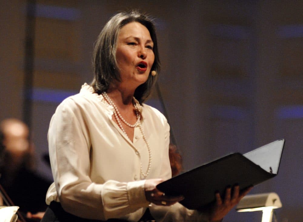 Cherry Jones reads in front of the Boston Pops at Symphony Hall in 2010 for &quot;The Dream Lives On: A Portrait of the Kennedy Brothers.&quot; (Josh Reynolds/AP Images for Boston Symphony)