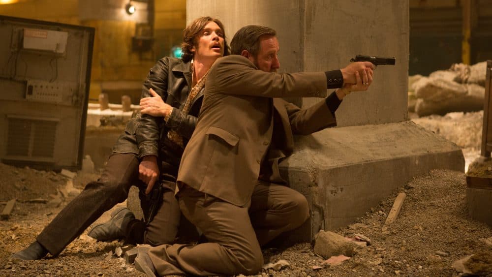 Cillian Murphy and Michael Smiley in "Free Fire." (Courtesy A24)