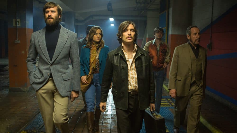 Armie Hammer, Brie Larson, Cillian Murphy, Sam Riley and Michael Smiley in &quot;Free Fire.&quot; (Courtesy Kerry Brown/A24)