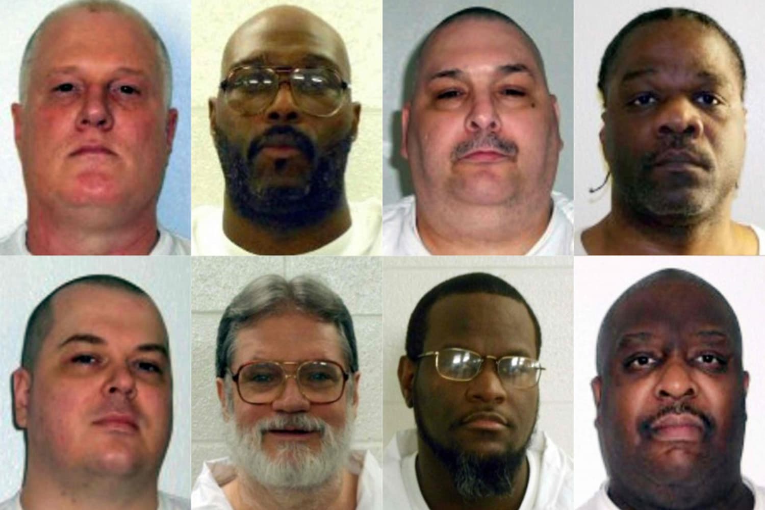 The eight Arkansas death-row inmates scheduled for execution this month. Jason McGehee, bottom row on the left, had his execution stayed by a judge this week. (AFP Photo/Getty Images/Arkansas Department of Correction)