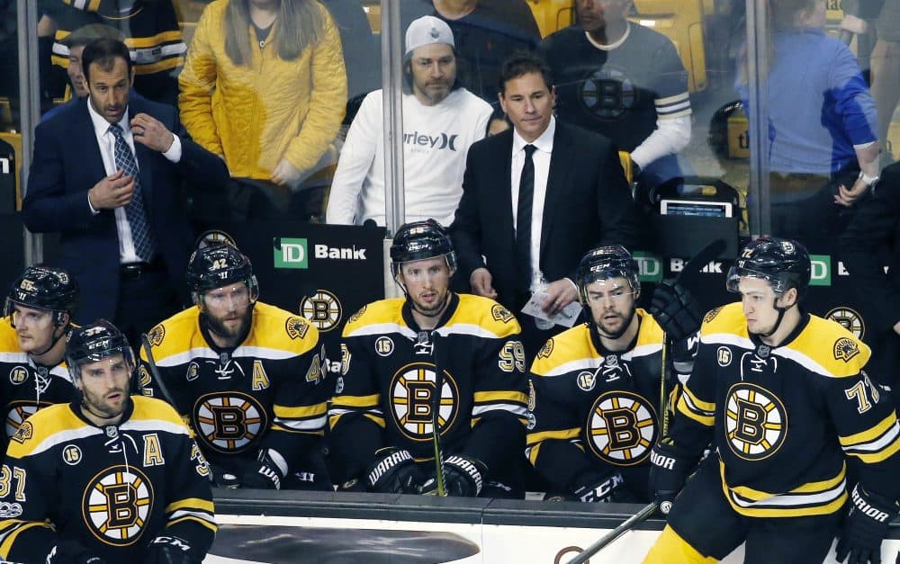 Tom Keane: "The NHL is more like a Tiny Tots league, where there are no losers and every player receives a 'participation trophy.'” Pictured: Boston Bruins players after they lost 3-2 against the Ottawa Senators on Sunday, April 23, 2017. (Michael Dwyer/AP)