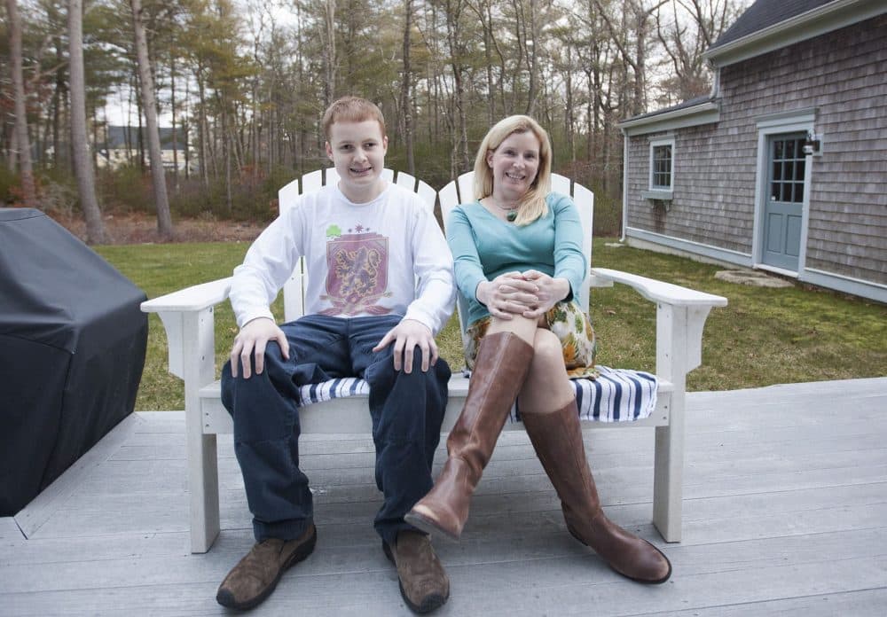 Nick Claudio and his mom, Allison Isherwood (Joe Difazio for WBUR)