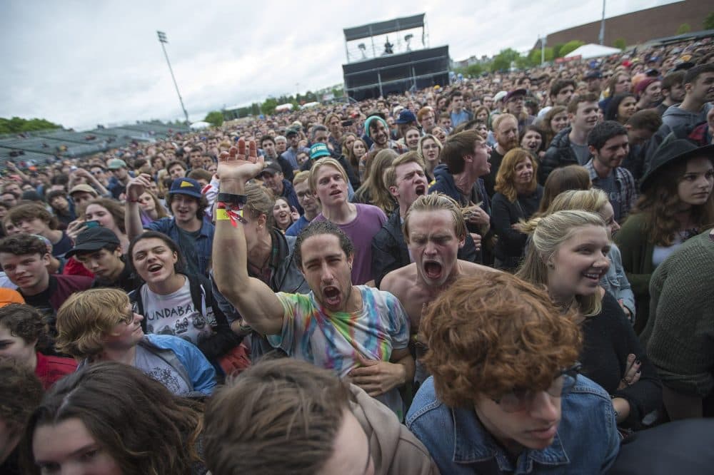 The crowd goes wild for Car Seat Headrest. (Jesse Costa/WBUR)