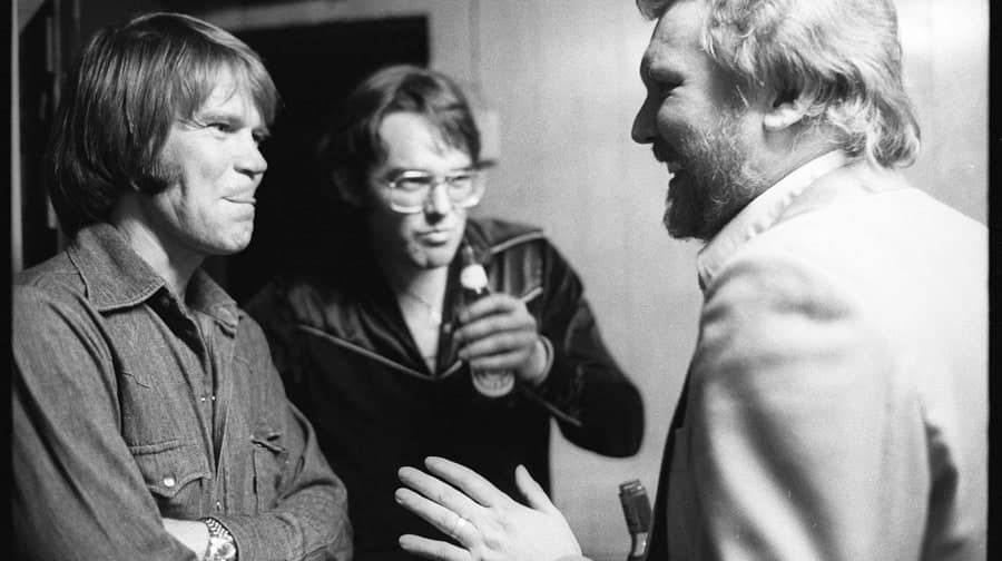 Glen Campbell (left), Jimmy Webb (center) and Harry Nilsson. (Courtesy of Henry Diltz)