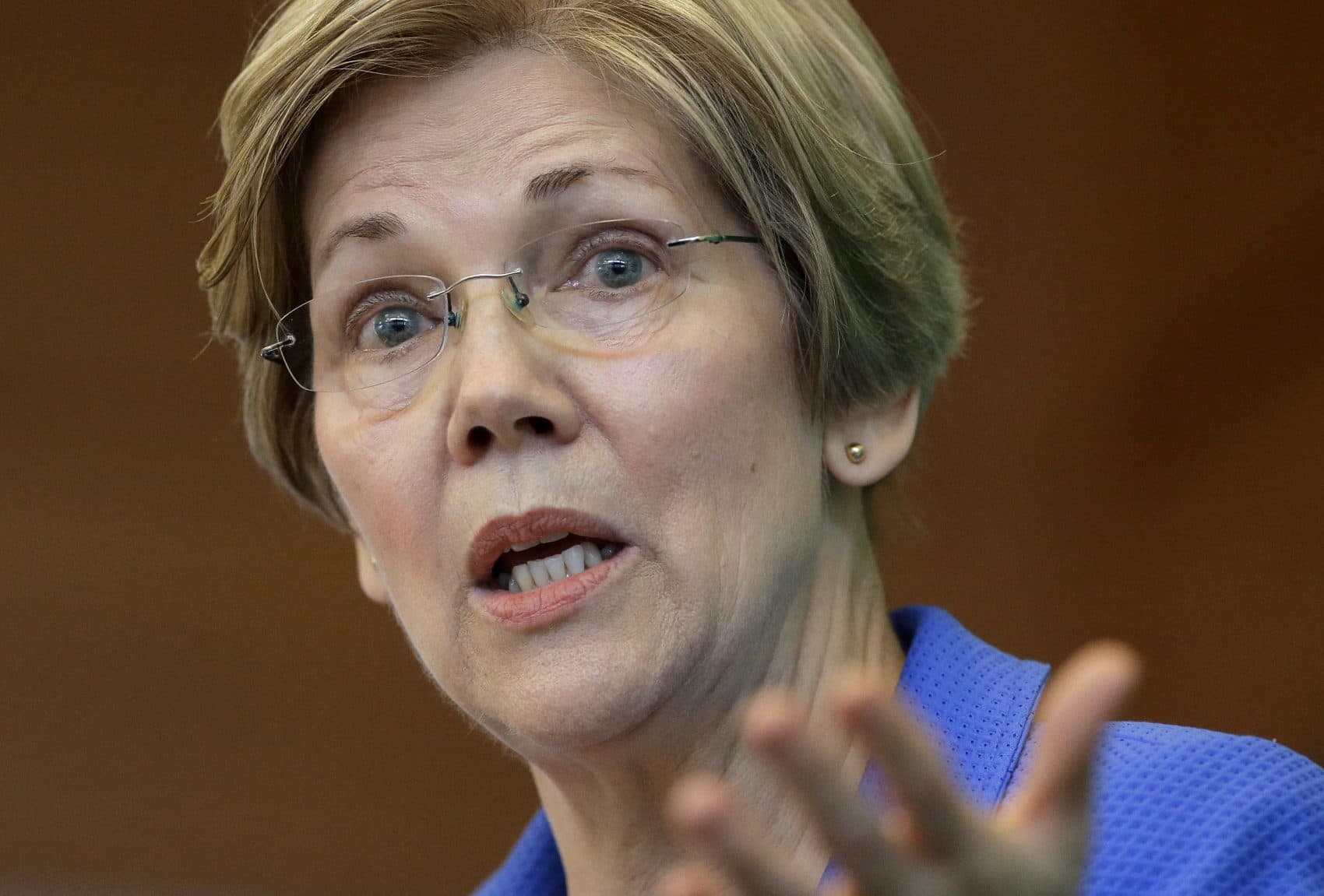 Sen. Elizabeth Warren addresses business leaders during a New England Council luncheon in Boston in March. (Steven Senne/AP)
