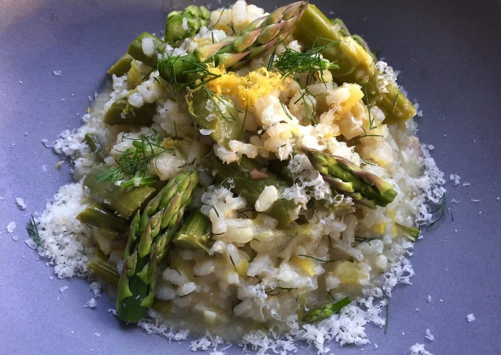 Kathy's asparagus risotto. (Kathy Gunst for Here &amp; Now)