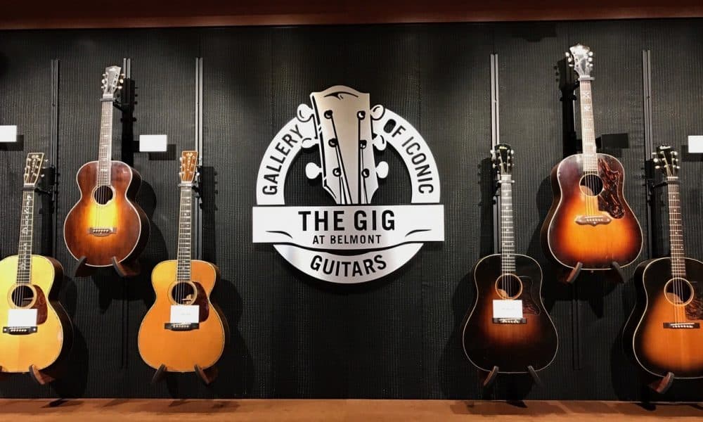 One hundred of the 500 guitars donated to Belmont University in Nashville will be on display in the Gallery of Iconic Guitars, or &quot;GIG.&quot; (Amy Eskind/WPLN)