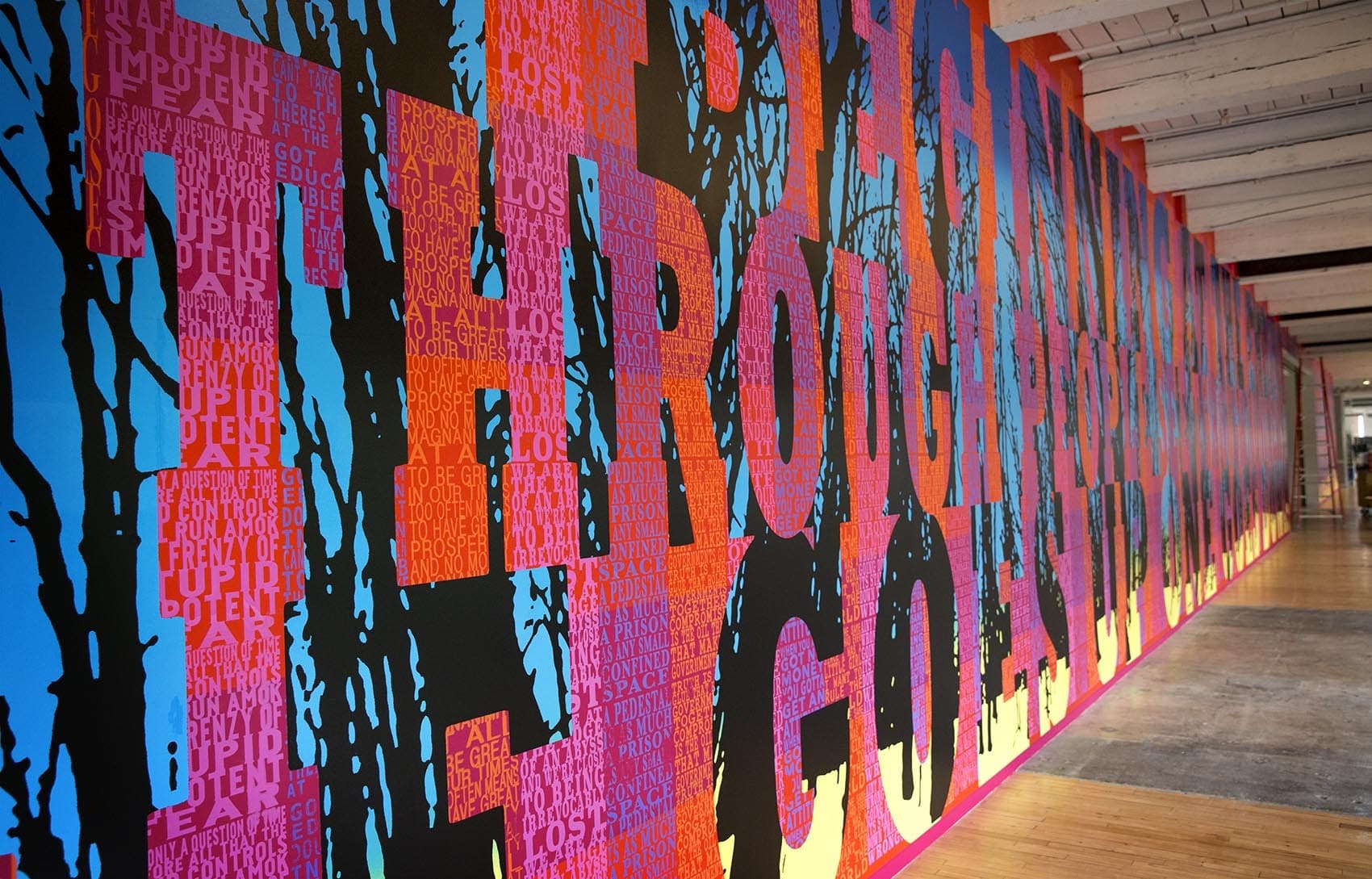Part of Boston artist Joe Wardwell's &quot;Hello America: 40 Hits From the 50 States&quot; installed at MASS MoCA. (Robin Lubbock/WBUR)