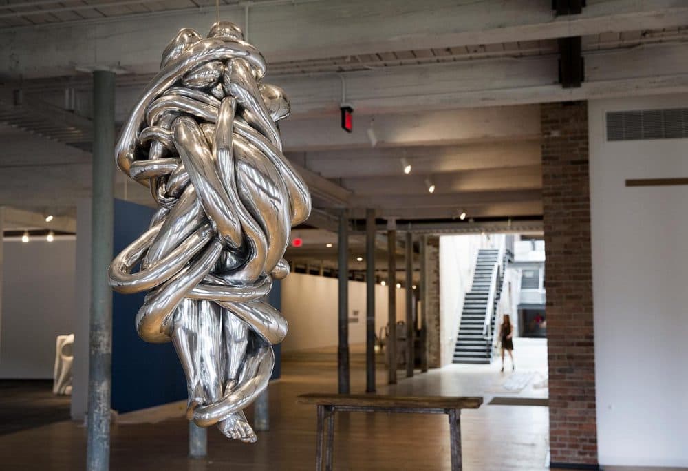 Louise Bourgeois' &quot;The Couple,&quot; installed at MASS MoCA. (Robin Lubbock/WBUR)