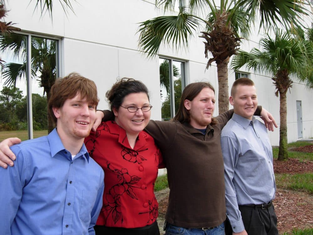 Ami Neiberger with her three brothers (L-R: Robert, Eric and Chris), together for the last time, in December 2006. (Courtesy Ami Neiberger-Miller)