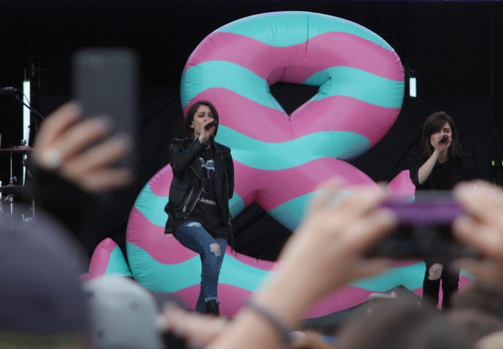 Canadian indie pop duo Tegan and Sara. (Amy Gorel/WBUR)