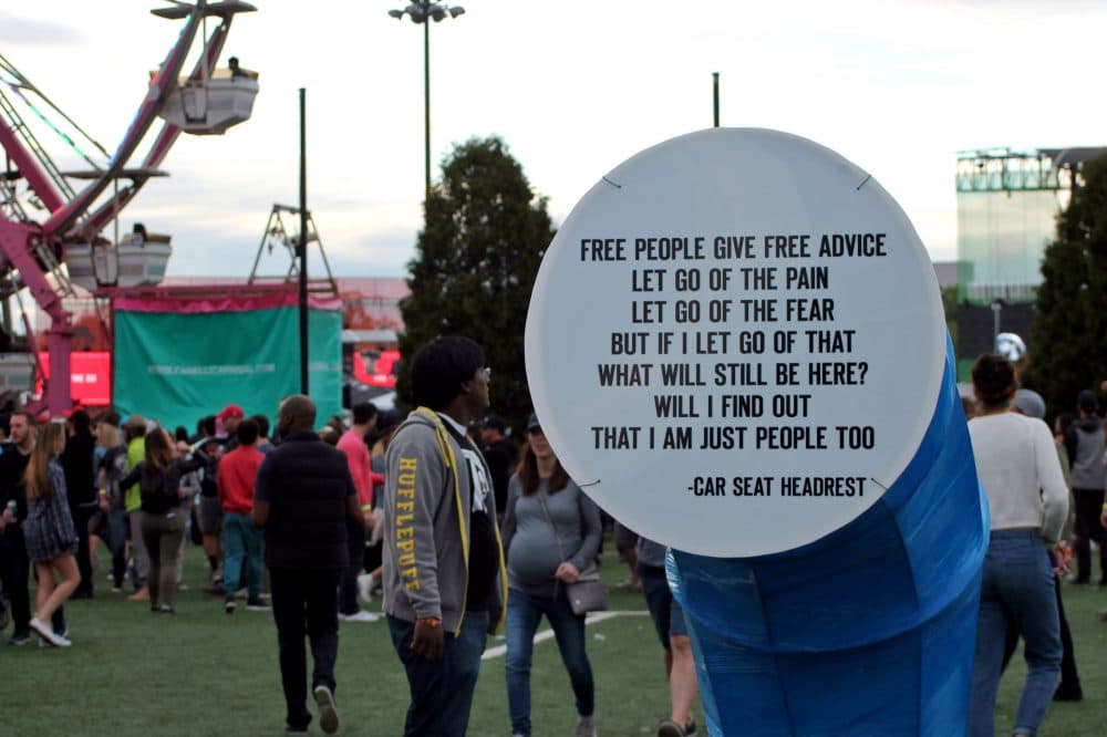 Quotes from bands playing the festival around the grounds. (Amy Gorel/WBUR)