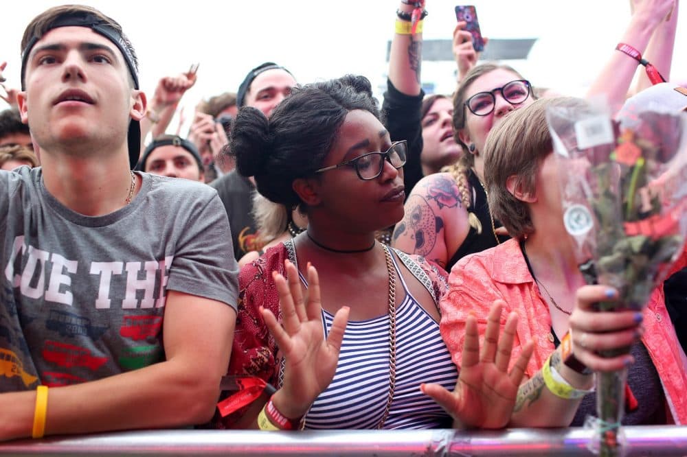 People dance during Run The Jewels performance. (Hadley Green for WBUR)