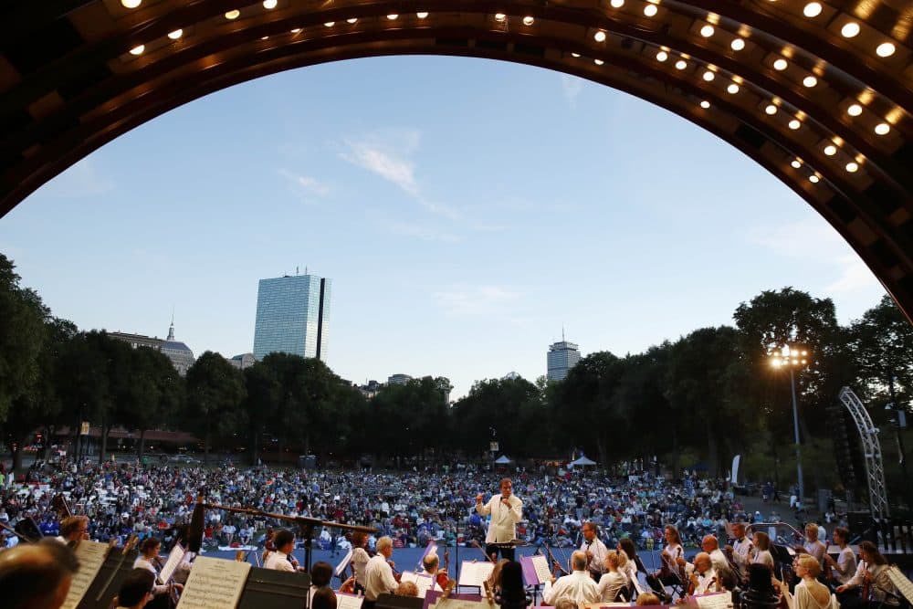 Music Director/Conductor Christopher Wilkins with the Landmarks Orchestra. (Courtesy Michael Dwyer)