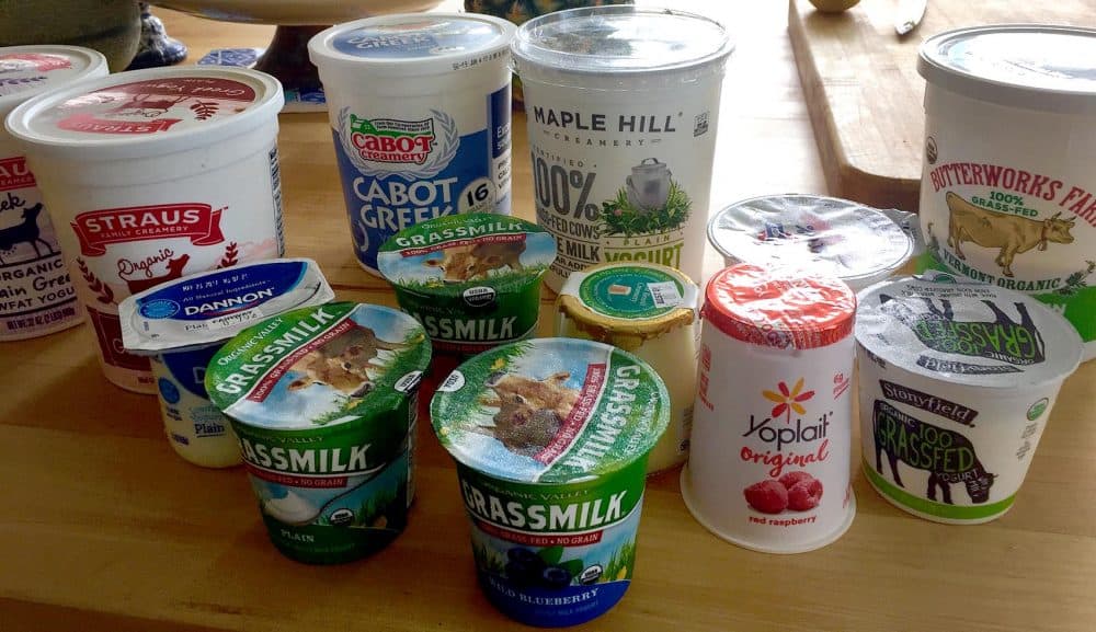 There are a multitude of varieties of yogurt available in stores: Greek, grass-fed and European style are just a few of the terms that you might see on labels. (Kathy Gunst for Here &amp; Now)