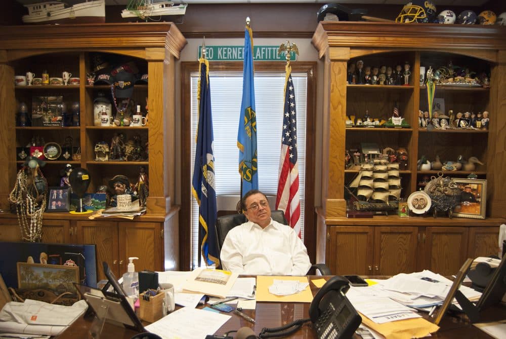 Jean Lafitte Mayor Timothy Kerner, in his office. (Virginia Hanusik for Here &amp; Now)