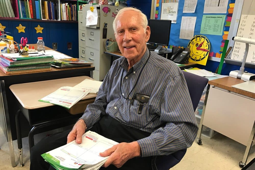 The children know him as “Mr. Frank,” and, at 91, he can still command a classroom full of children. (Amy Eskind/WPLN)