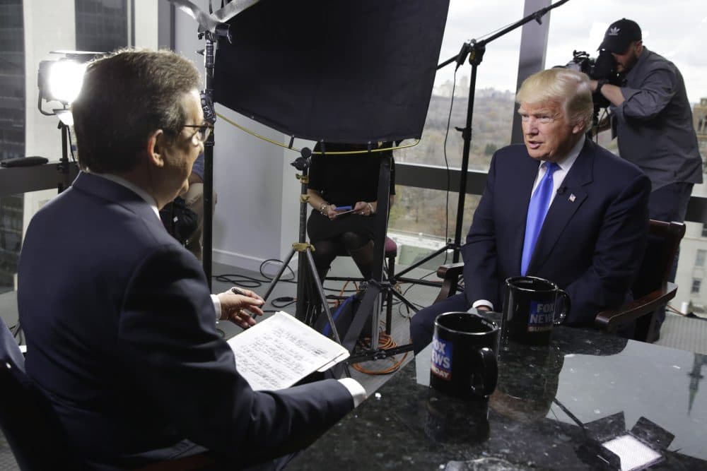 President-elect Donald Trump, right, is interviewed by Chris Wallace of "Fox News Sunday" at Trump Tower in New York, Saturday, Dec. 10, 2016. (Richard Drew/ AP)