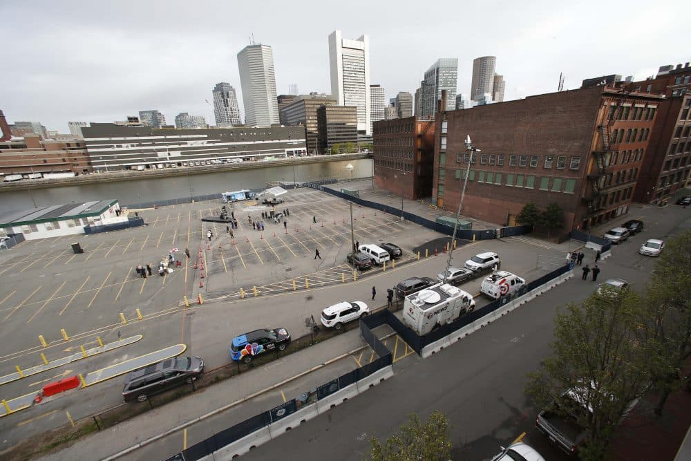 The site of General Electric's new headquarters is seen prior to Monday's groundbreaking ceremony. (Michael Dwyer/AP)