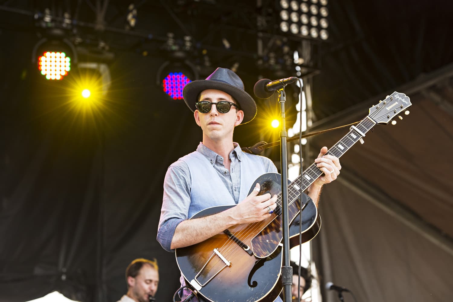 Pokey LaFarge seen during day two of Forecastle Music Festival at Waterfront Park on Saturday, July 16, 2016, in Louisville, Ky. (Amy Harris/AP)