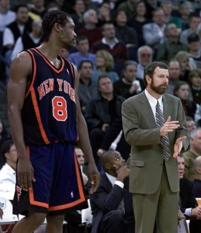 Sprewell on the Knicks, looking over at his former coach, P.J. Carlesimo. (Ben Margot/AP)