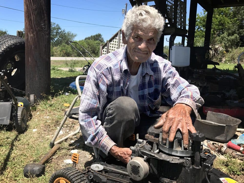 Rooster Falgout, 81, at his home in Isle de Jean Charles, La. The state is moving residents to higher ground. (Peter O'Dowd/Here &amp; Now)