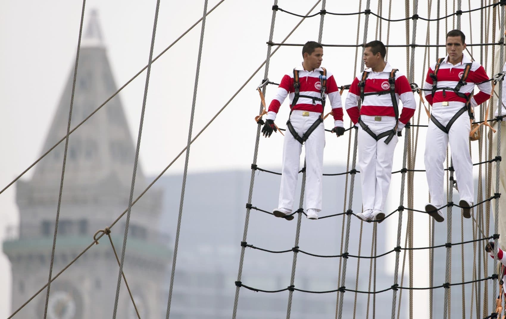 Sailors on the rigging of the Peruvian Navy tall ship Union. (Michael Dwyer/AP)