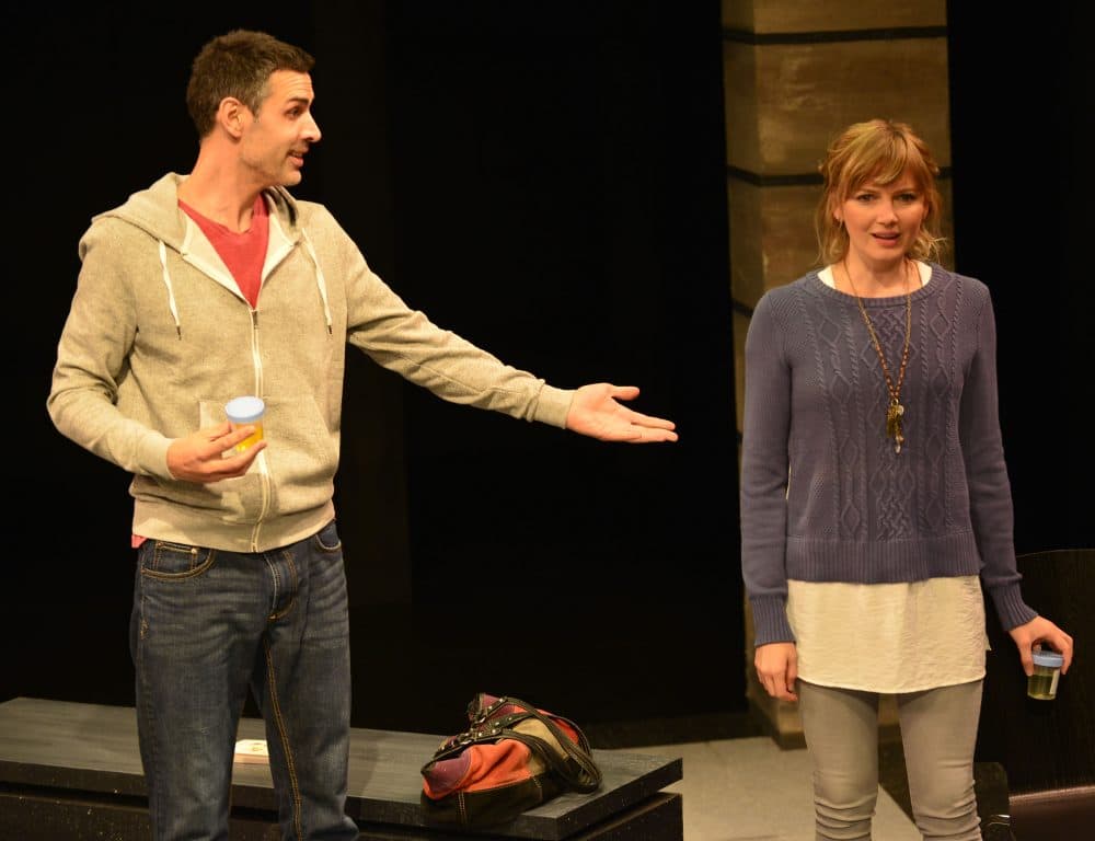 Connie (Susannah Hoffman) and Tristan (Mickey Solis) in &quot;The Effect.&quot; (Courtesy Gary Ng/Gloucester Stage)